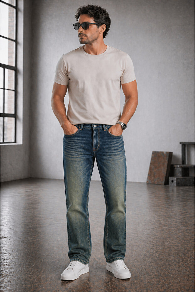 Jeans Men's Lycra Regular Fit Blue Jean Trousers Washable Comfortable Fit Denim