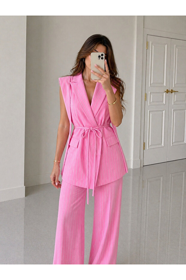 Tie-Up Vest Trousers Blazer Suit