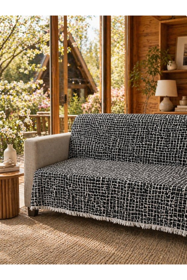 Marble Pattern Non-Slip Washable Cotton Sofa Cover 180X220 cm Sitting and Back