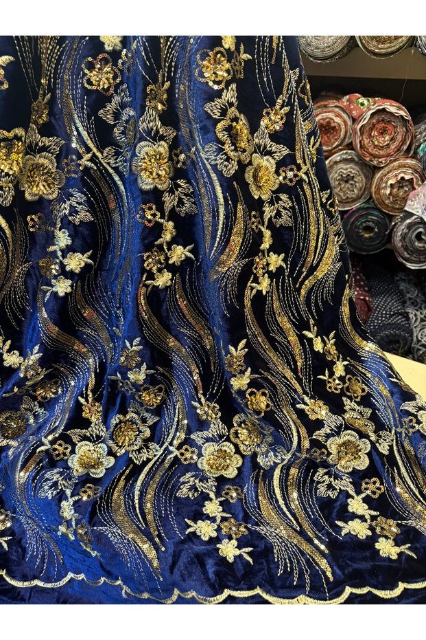 Sequin Embroidered Velvet Fabric