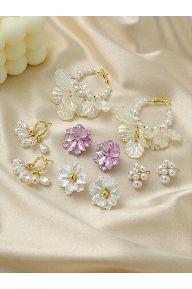 Set of 5 - Assorted Embellished Earrings