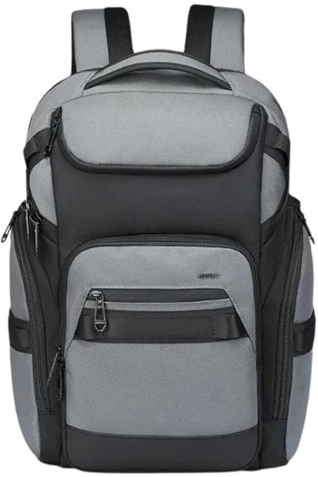 9799 Laptop Backpack, 26L Water-Resistant Oxford Travel Bag with USB Port, Anti-Theft Pocket, Grey