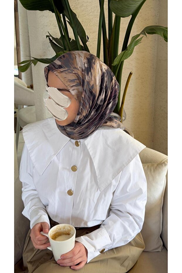 وشاح قطني ناعم بنمط لارا - أنثراسايت - 5