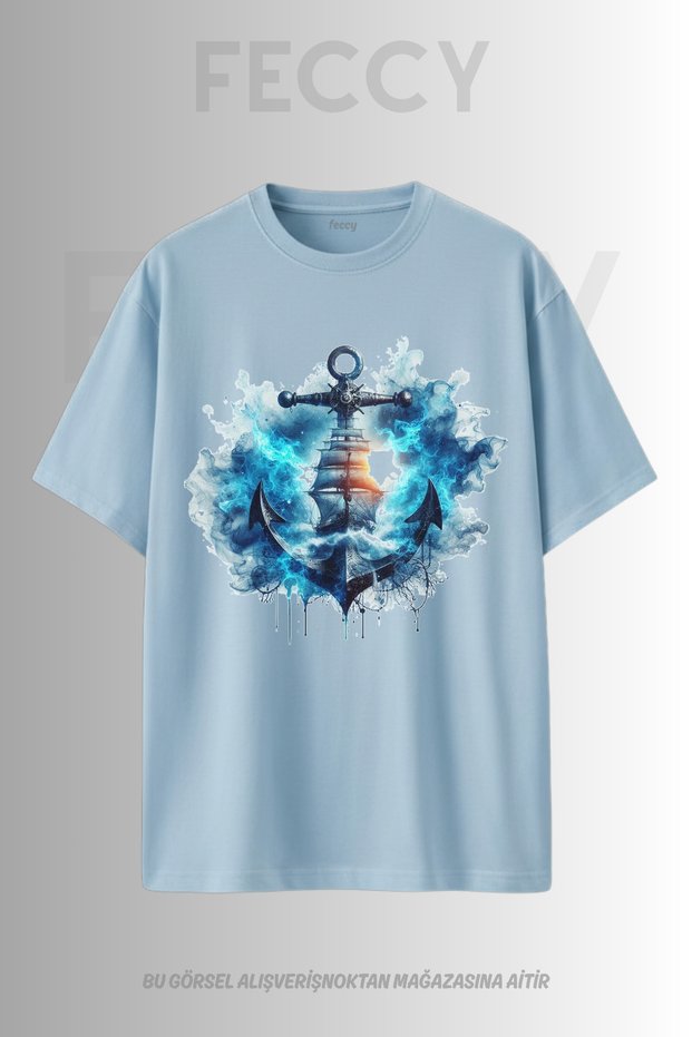 Premium Sea Printed Hunter Theme Unisex Oversize Women's T-Shirt Men's T-Shirt Cotton Oversize T-Shirt