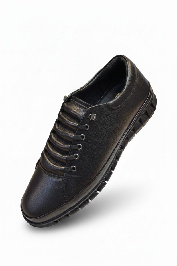 8386 Genuine Leather Non-Slip Sole Men's Casual Shoes - Rubber Laced Orthopedic Sole Men's Leather Shoes