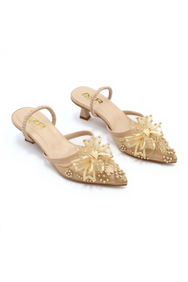 Beaded Back-Strap Rubber Sole Shoes
