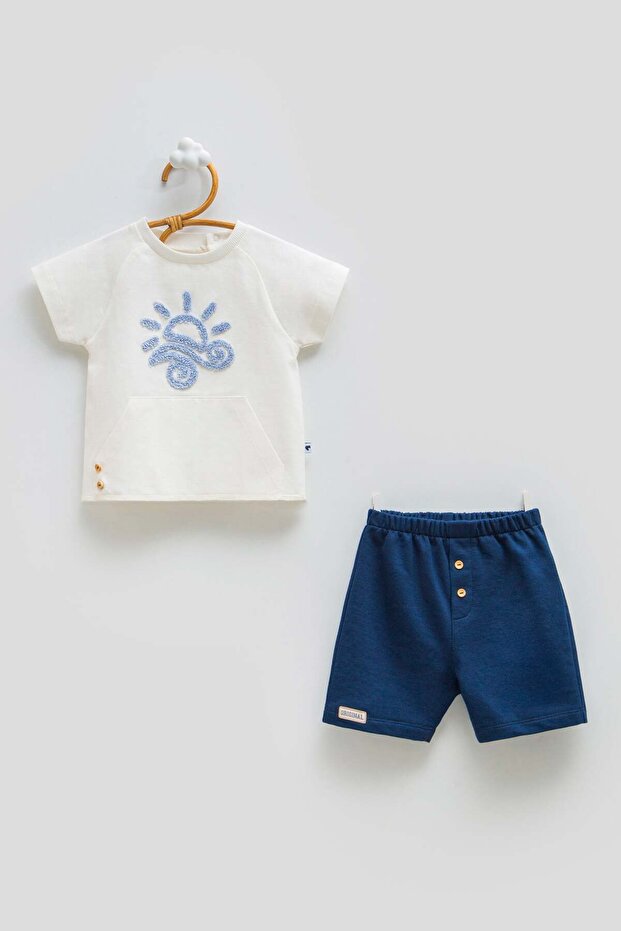 Baby Boy Sun Protection Shorts Set of 2 9-24 Months Dark Blue