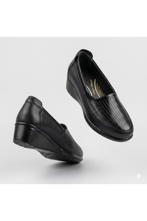 (Forex) Genuine Leather Inside and Outside Casual Women's Shoes Black