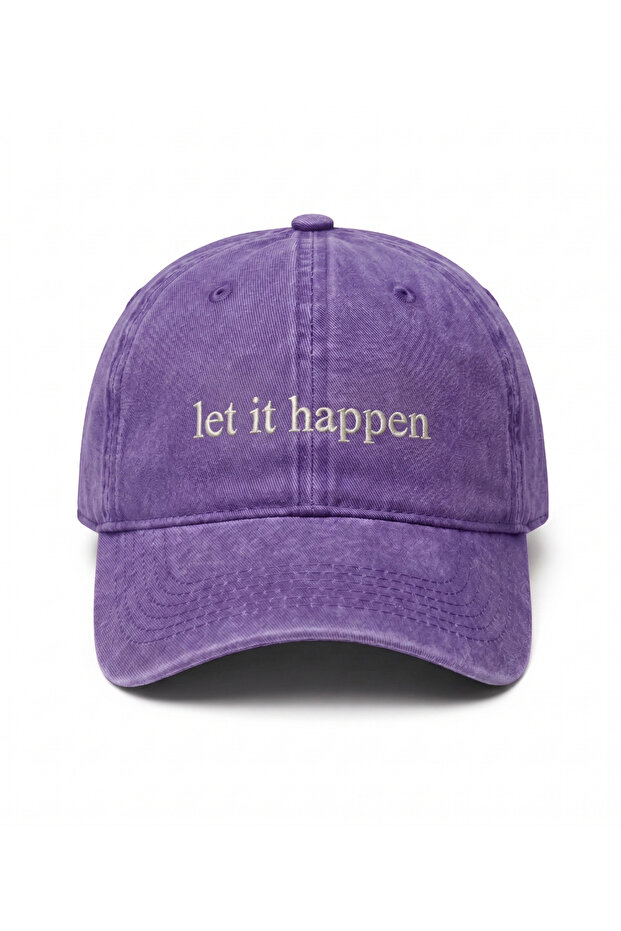 قبعة بيسبول مطرزة قابلة للغسل بتصميم ''Let It Happen'' / قبعة بيسبول مطرزة قابلة للغسل بتصميم ''Let It Happen''