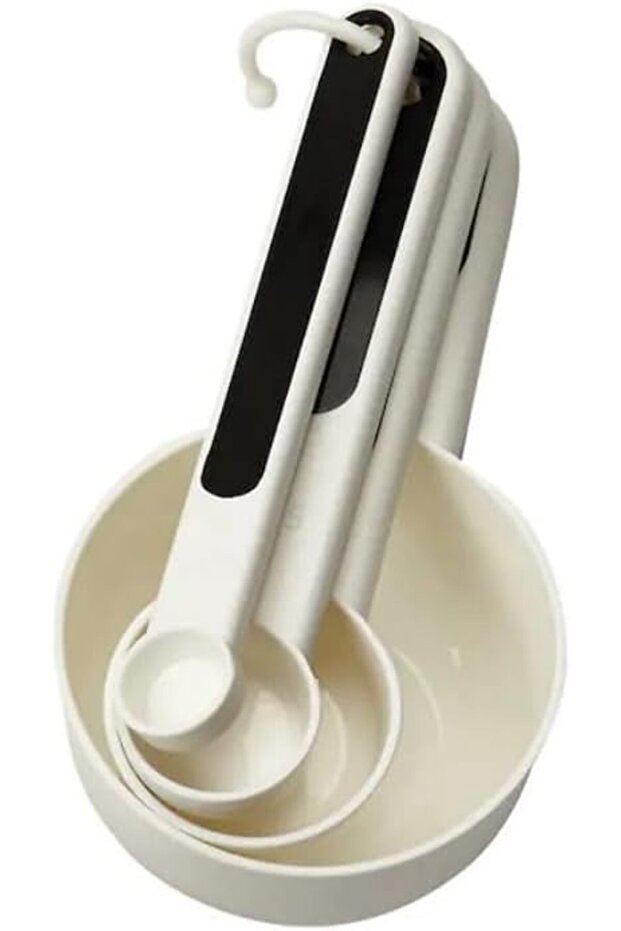 (IKEA)-STAM-Measuring-Cups-&-Spoons Set of 4 White/Black