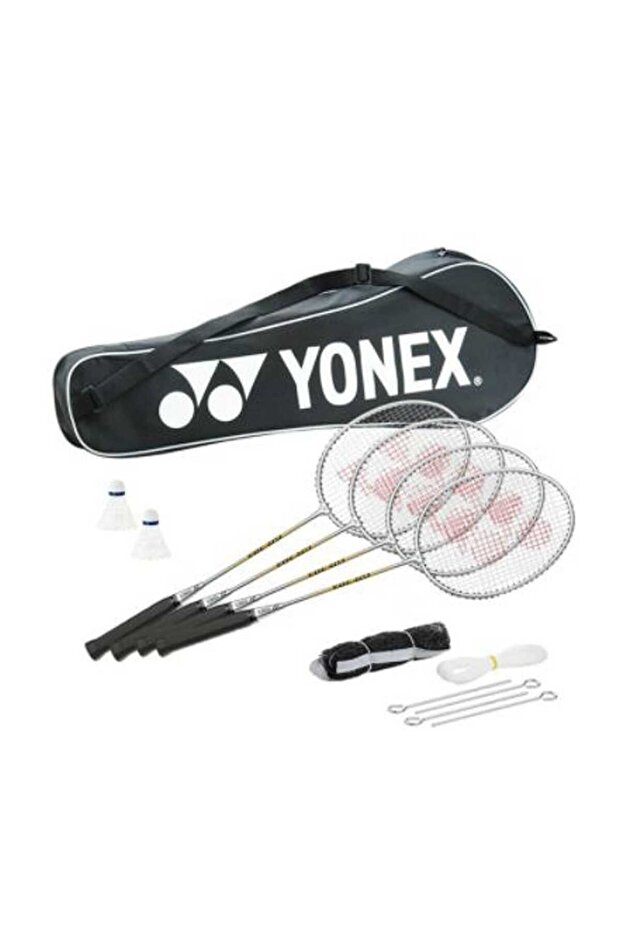 GR303S 4 Badminton Rackets/2 Shuttle/Pole and Net Set, Multicolor