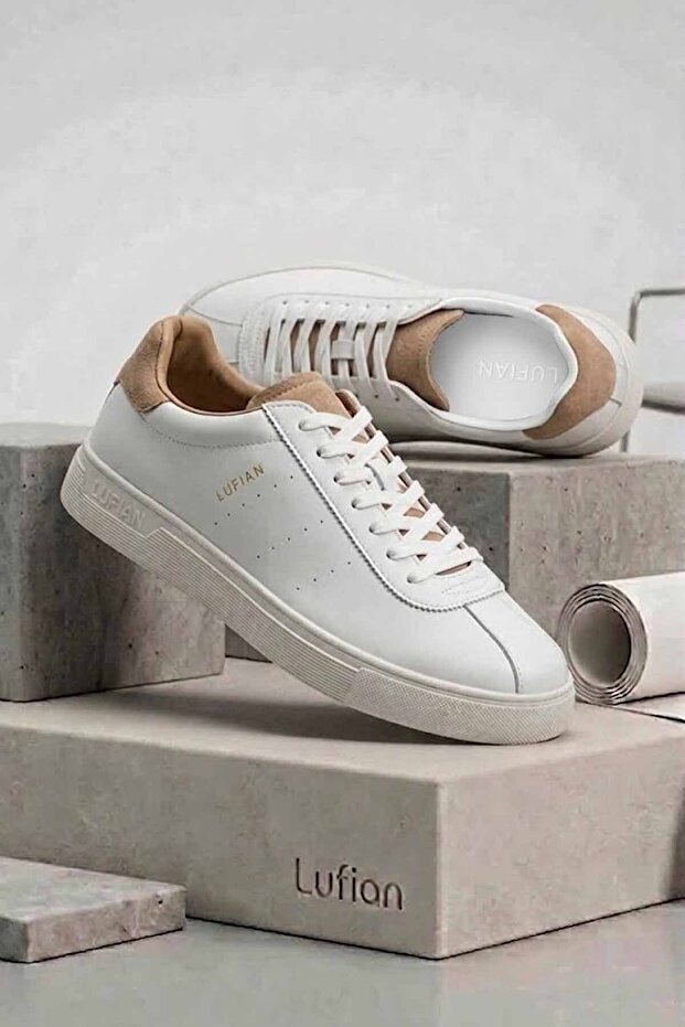 Men's Black Leather Sneaker - White Sole, Casual Daily Shoes