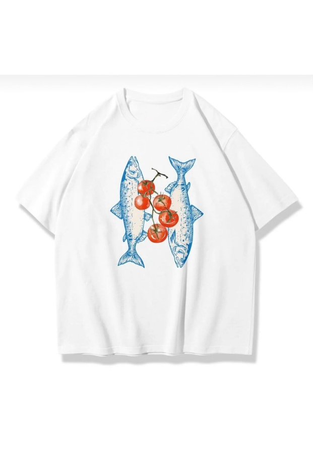 Summer Special Seasonal Geranium Printed Crew Neck Cotton White Women'S/Men's Unisex Oversize Tshirt