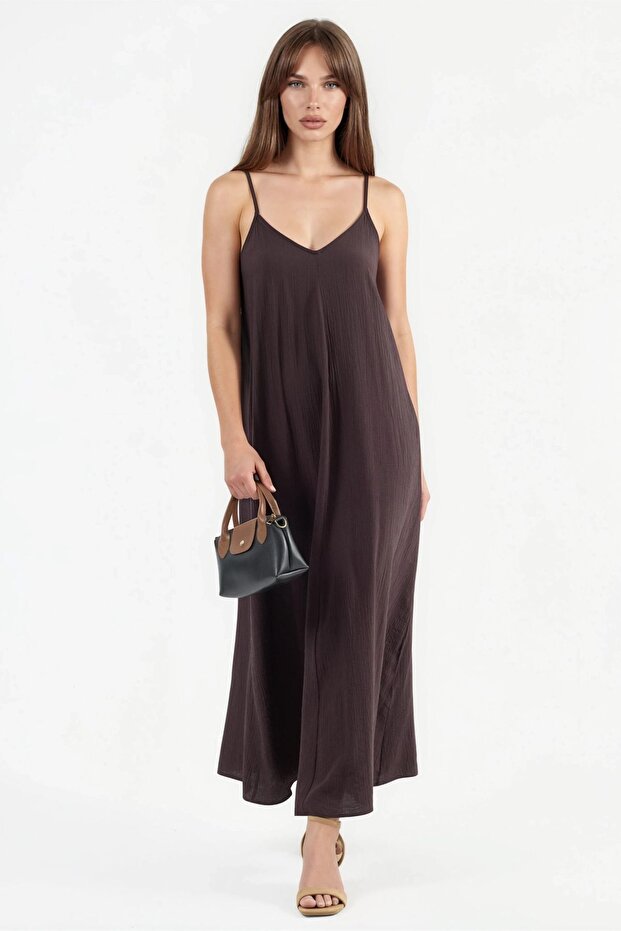 Busem V-Neck Midi Basic Dress - 4