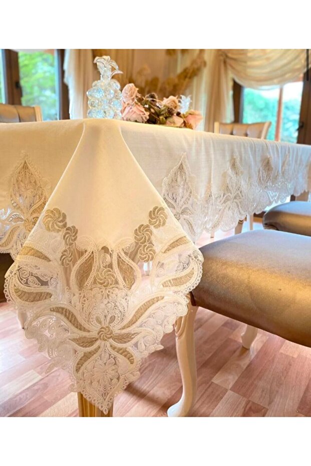 Tablecloth – Dertsiz 12-Person Single Tablecloth Dowry Gift Box Dertsiz Stain-Resistant Garden Linen