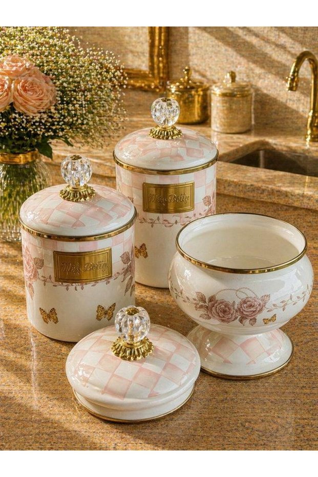 Enamel Jar Set 3-Piece Rosadora