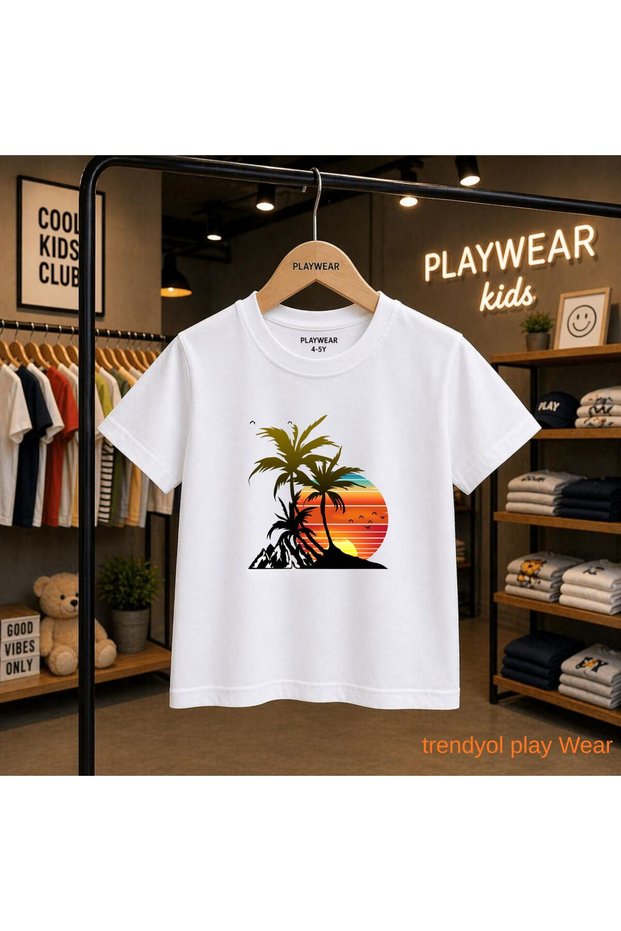 2026 Palmiye New Season Printed 100% Children's Unisex T-Shirt 5 6 -7 8-9 10 -11 12 Years Old