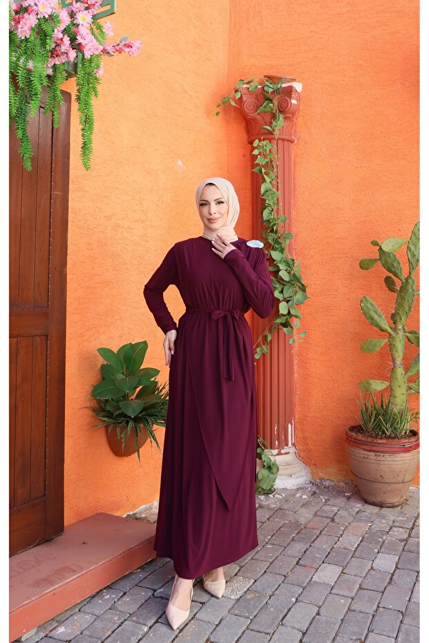 Wonderful Belted Buckle Cross Sandy Dress