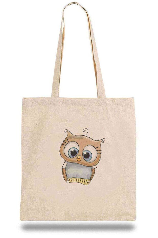 Brown Owl in Cloth Bag Gray Shirt Illustration, Owl Cartoon Drawing, Brown Hand