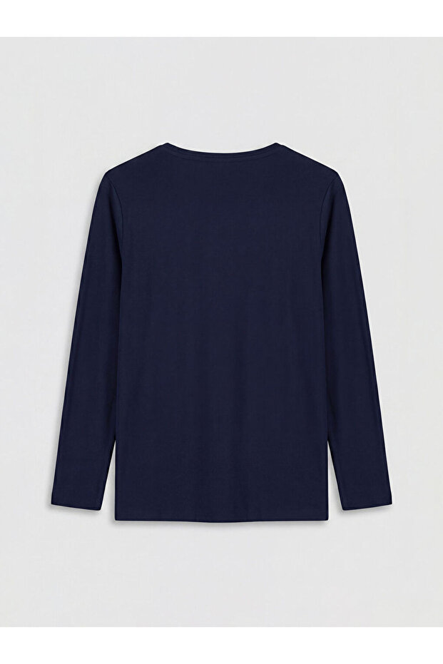 Crew Neck Patterned Blouse - 5
