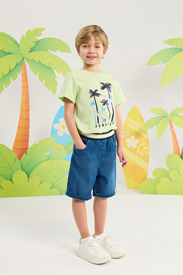 Boy's Palm Tree T-Shirt 2 Years-6 Years Green