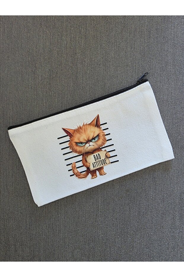 Bad Attitude Cat Handmade Canvas Pouch