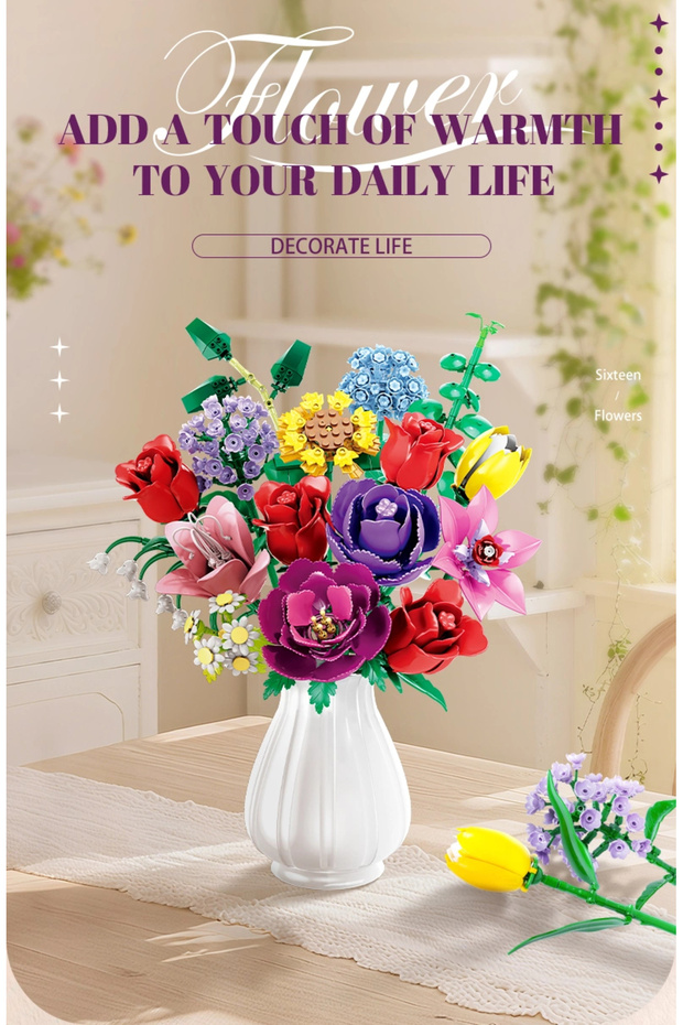 Flower Bouquet Building Blocks 907 Pieces
