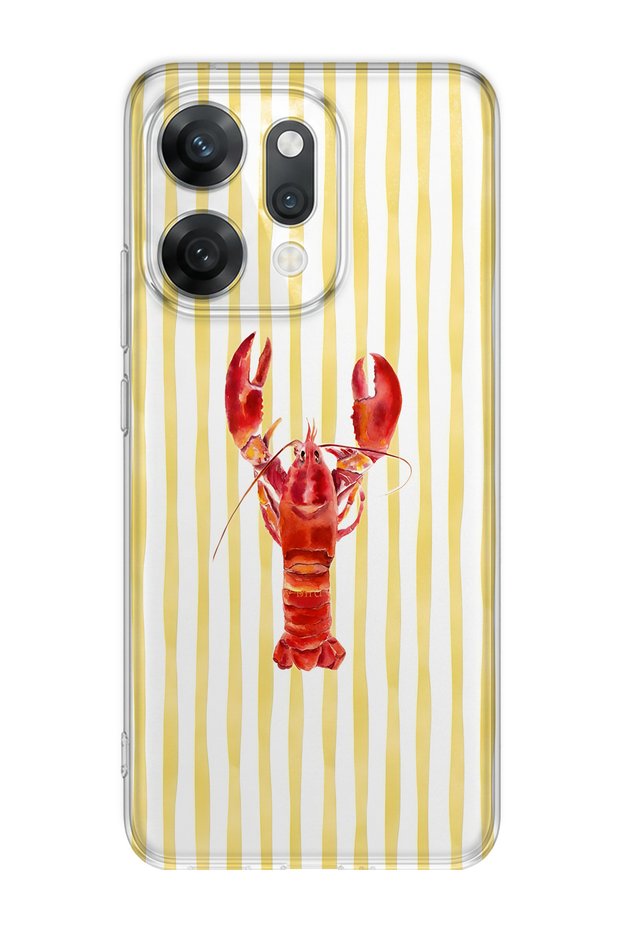 Oppo Reno 14 Compatible Transparent Phone Case with Lobster Pattern