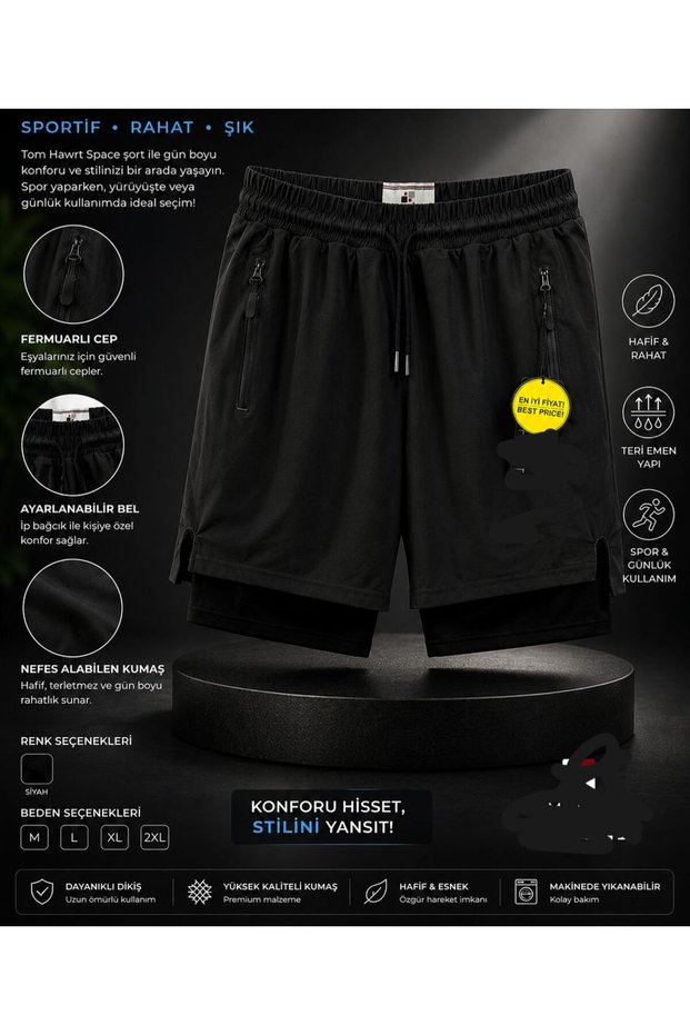 Men's Tight Shorts Sports Parachute Fabric Waterproof Tights Bi̇ti̇şi̇k