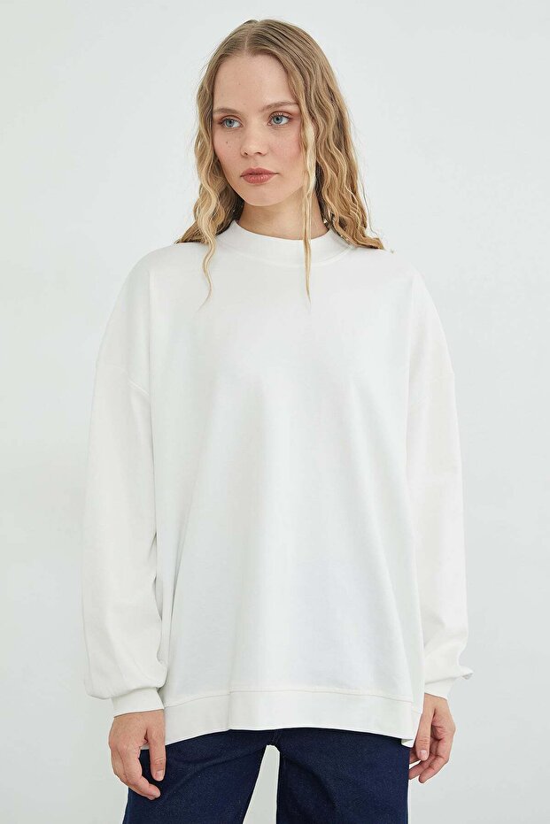 Basic Crew Neck Oversize Sweatshirt - 5