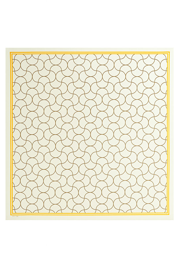 Ecru Wave Patterned Silk Scarf