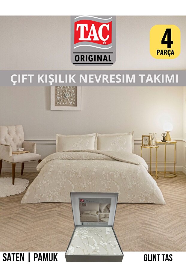 Glint Tas Cotton Satin Double Duvet Cover Set