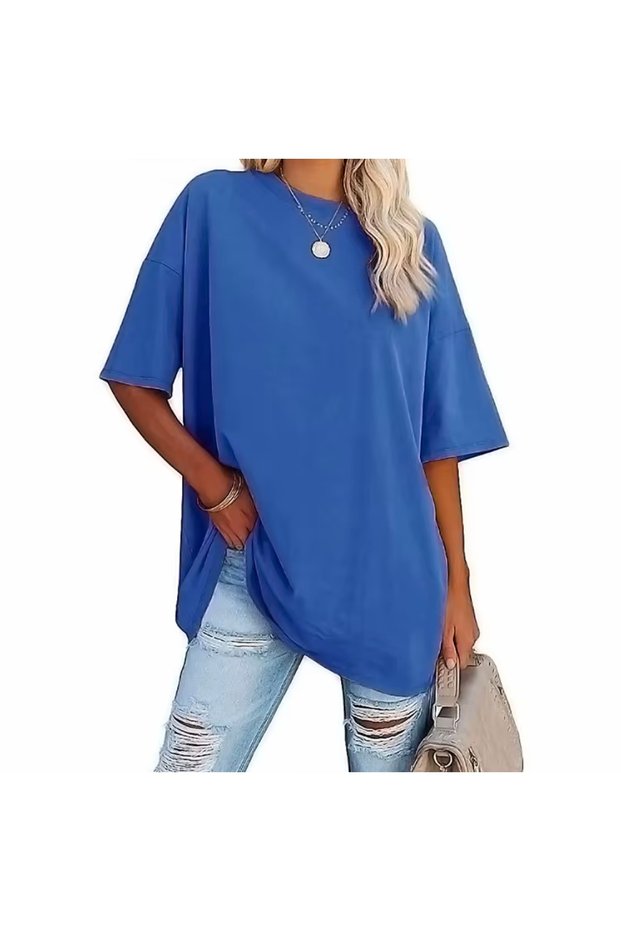 New Season Solid Color 100% Cotton Oversize Plus Size Women's Basic T-Shirt
