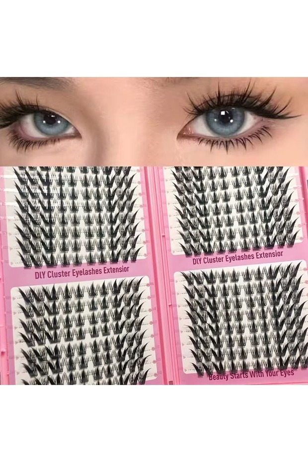 JiuweiTu-JMS Manga eyelash cluster Sharp 320pcs, 13mm length Slim Korean Makeup eyelash cluster, Asi