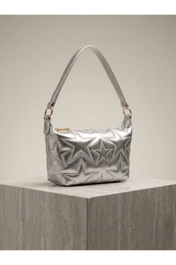 Star Embroidered Shaw Women's Crossbody Bag Silver