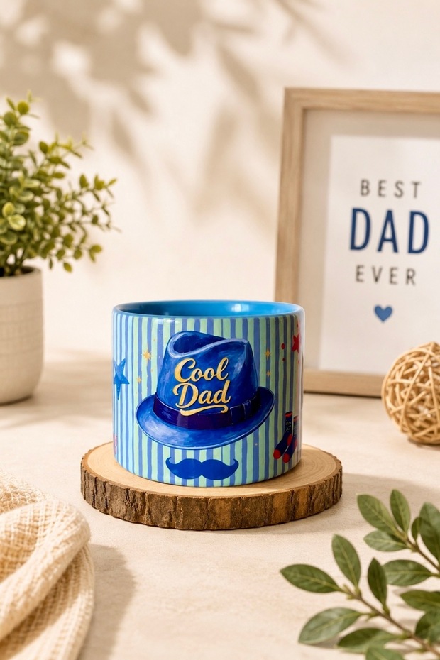 Father's Day Cool Dad Blue Porcelain Mug (150 ml) – Gift Option for Fathers!