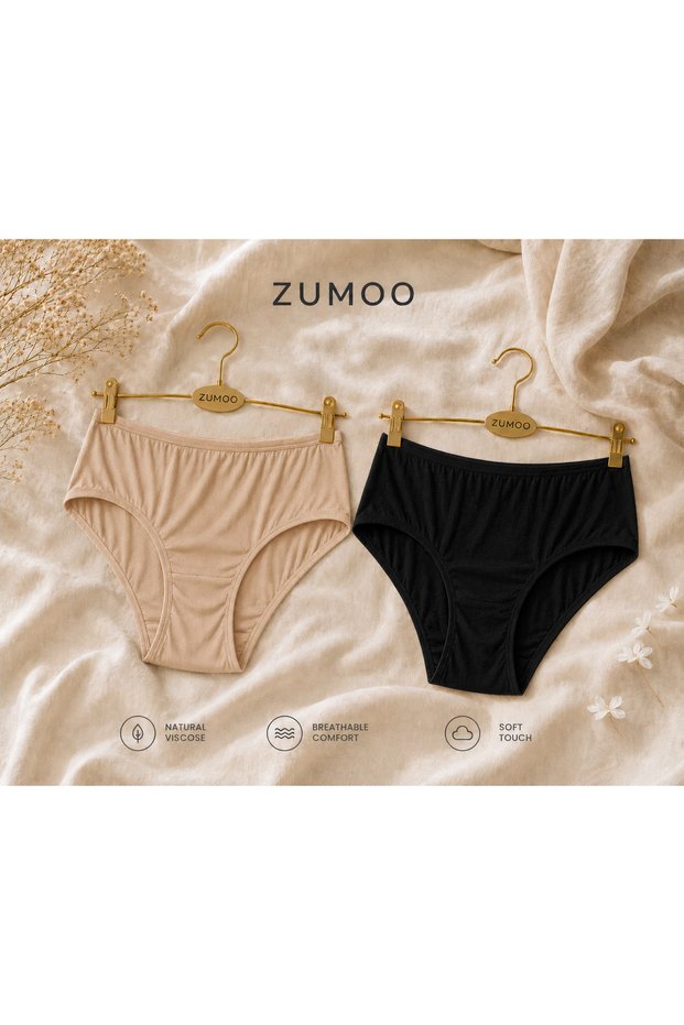 Women's Cotton Viscose High Waist Panties 2-Pack