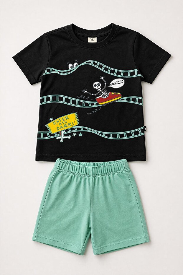 Boys Printed Short Sleeve T-Shirt and Shorts Set
