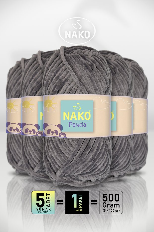 Panda • Kale Stone (3095) • 5-Pack × 100Gr/120M • Velvet Hand Knitting Yarn • Amigurumi Punch Yarn