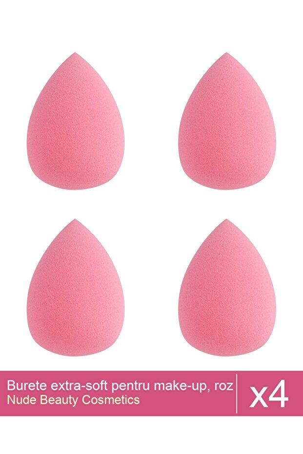 Set 4x Burete extra-soft pentru make-up, roz - 1