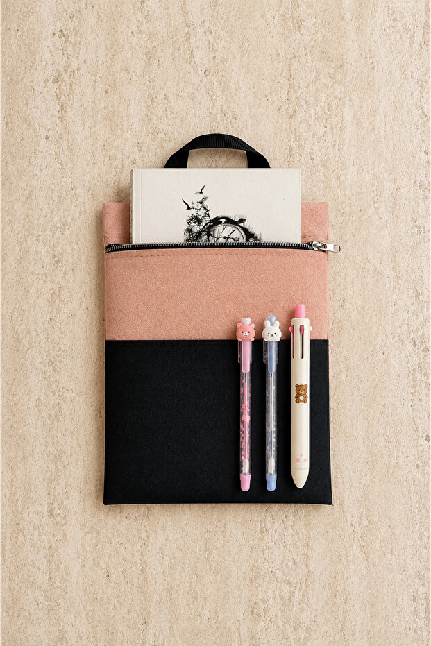 2 Compartment Pocketed Book Cover / Book Bag 27X20Cm