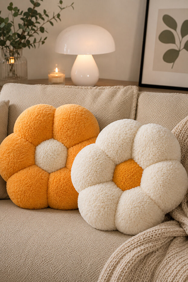 Double Plush Daisy Pillow Set – for Living Room and Room Decoration