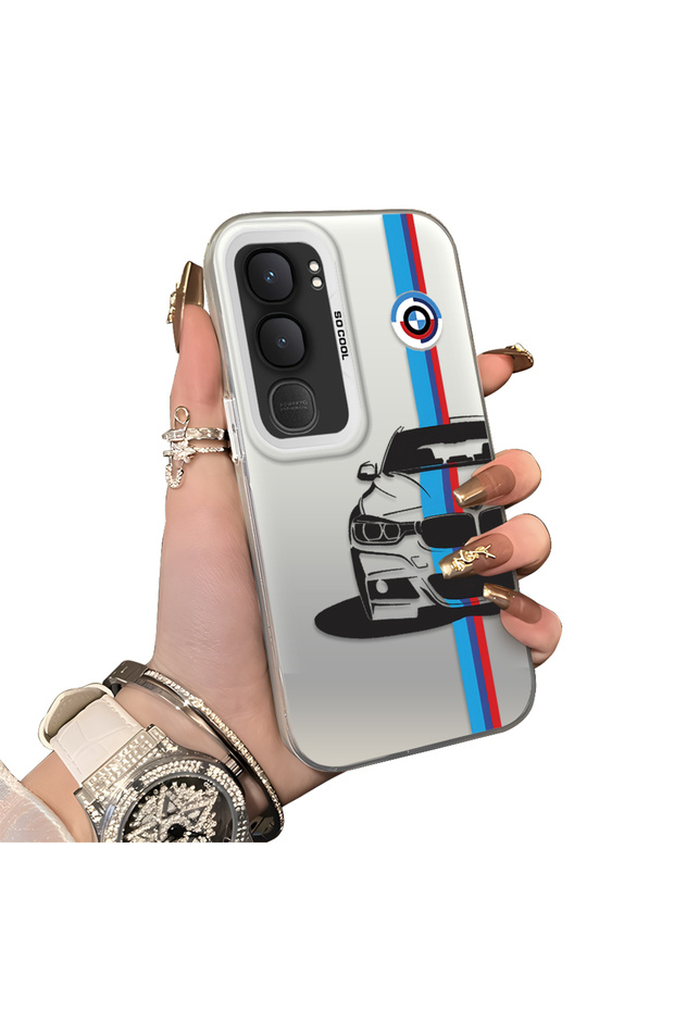 Vivo Y31 5g Compatible Silicone Edge Hard Back Anti-Fall Phone Case Cover Bmw Patterned