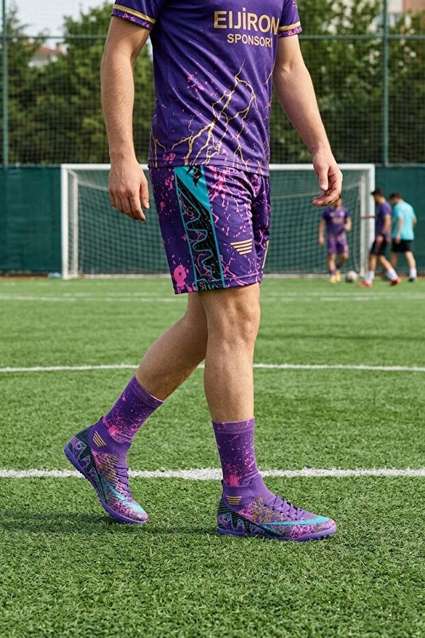 565H Men's Sock-Style Astroturf Field Shoes Purple