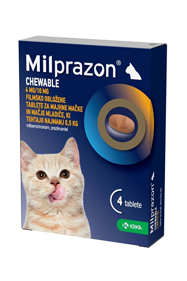 Milprazon, Chewable Deworming Tablets Easy Oral Protection for Small Cats & Kittens, Strip (4 Tablets 4 mg/10 mg)