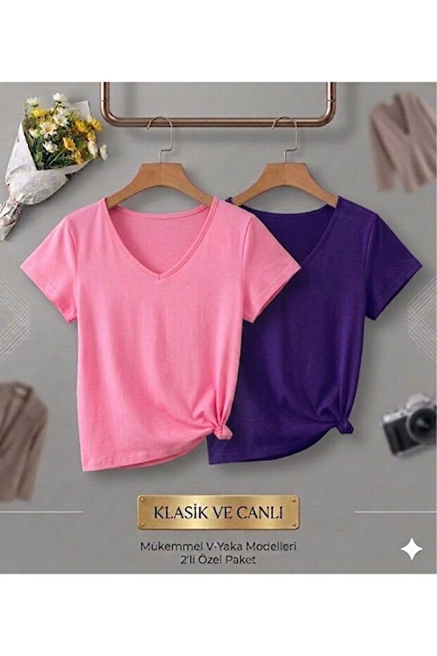 2-Pack V-Neck Regular Fit (Plain, Unprinted) T-Shirt