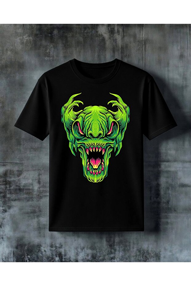 Red and Green Monster Printed Oversize T-Shirt