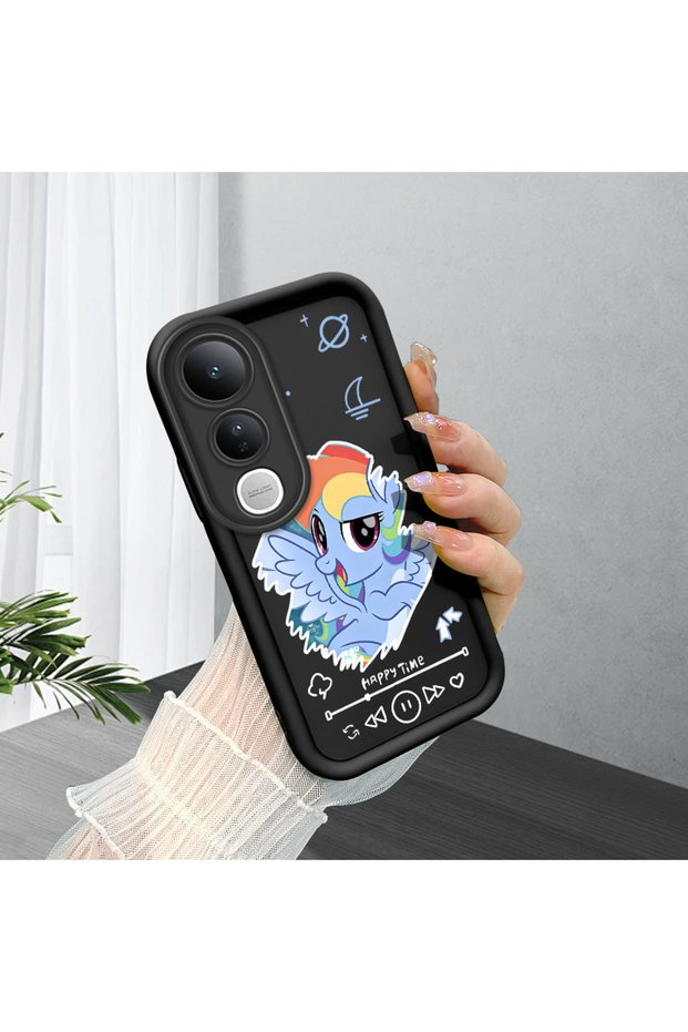 Vivo V50 Lite 4G/5G Compatible Black Silicone Case Shockproof with Camera Protection