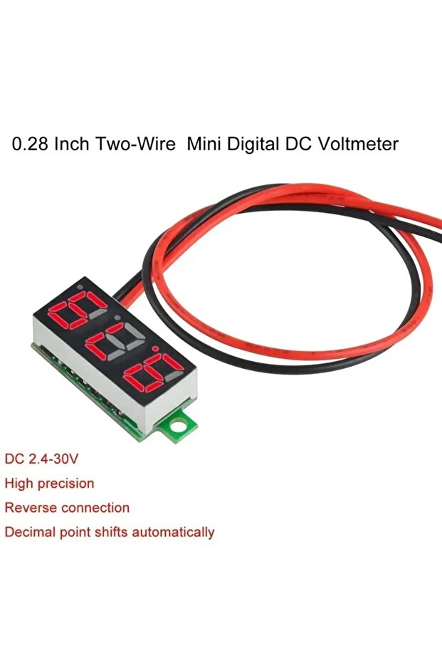 مقياس جهد رقمي LED تيار مستمر 2.5 فولت - 30 فولت - أحمر 0.28 بوصة 0 100 فولت مقياس جهد سيارة سيارة محمولة طاقة فولت
