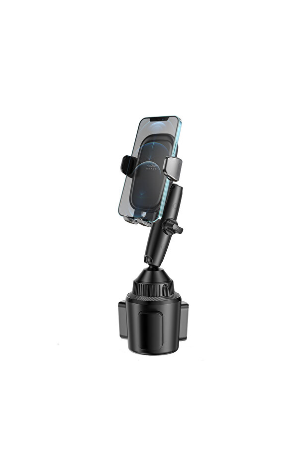 Car Cup Phone Holder BHL-49 - One Button Release, Foldable, 360° Rotatable, Universal - Black